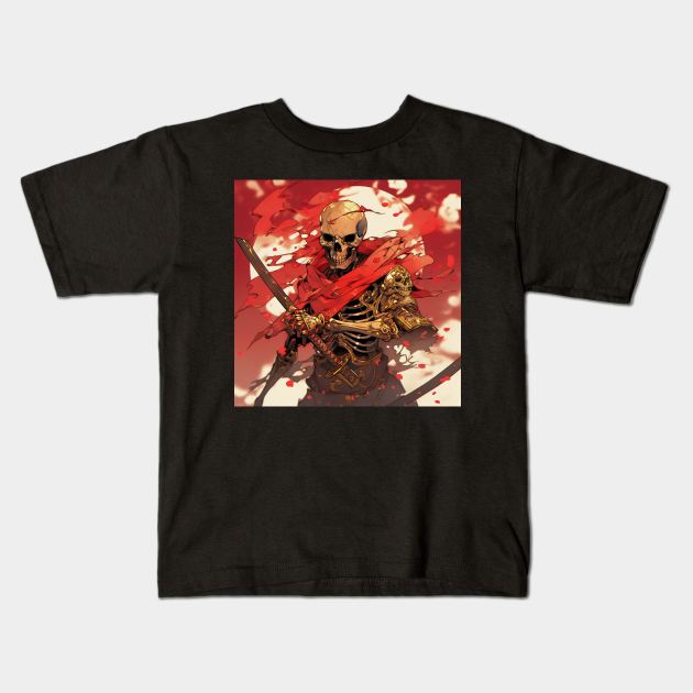 Skeleton Warrior Kids T-Shirt by taoistviking